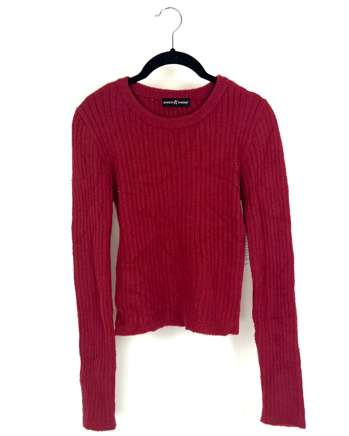 Red Long Sleeve Sweater Top - Small