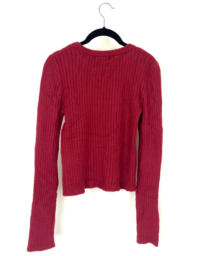 Red Long Sleeve Sweater Top - Small