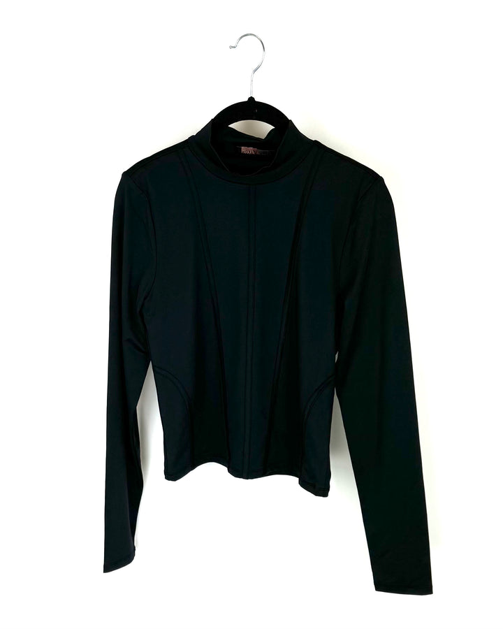 Black Mock Neck Long Sleeve Top - Size 0/2