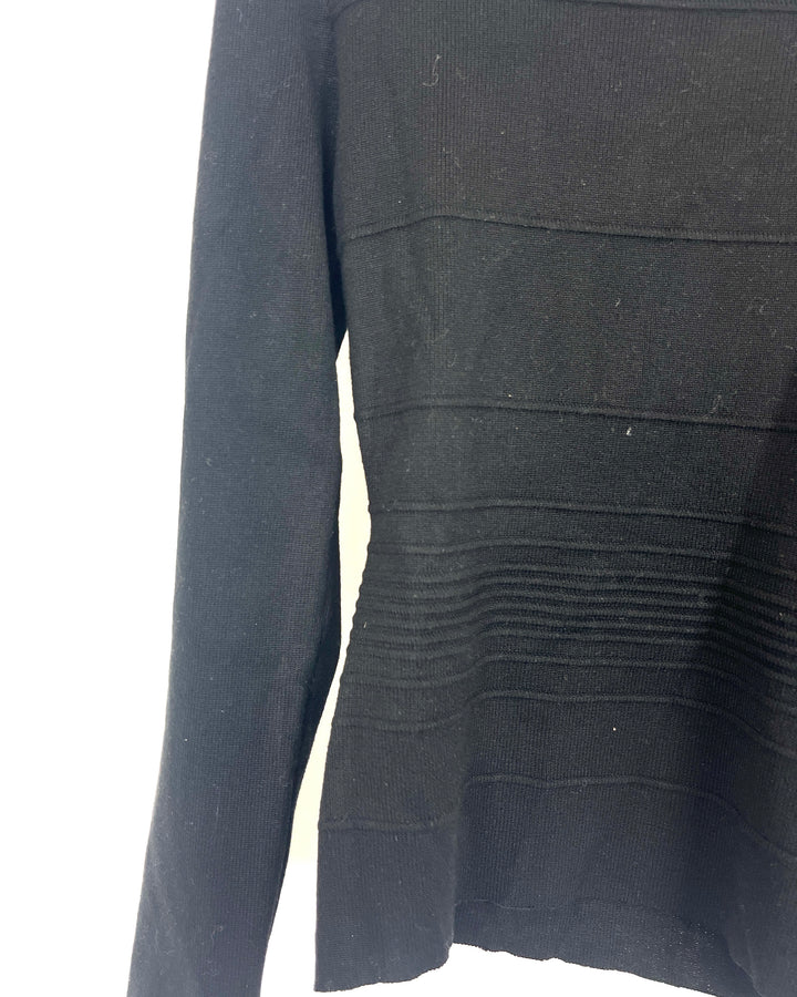 Black Striped Square Neck Top - Medium