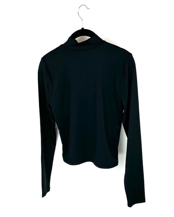 Black Mock Neck Long Sleeve Top - Size 0/2
