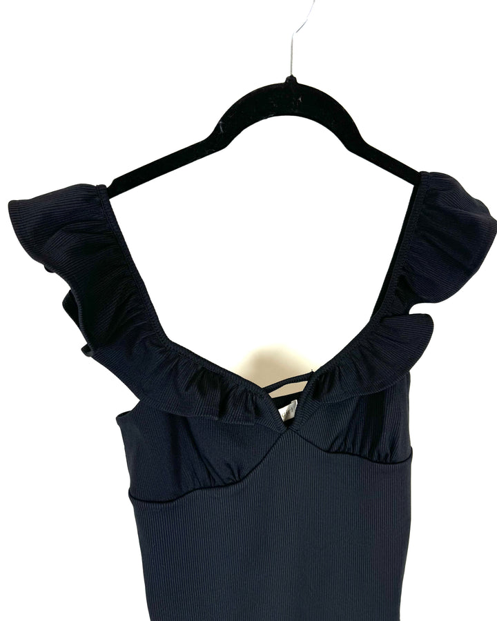 Black Ruffled Sleeveless BodySuit - Size 4/6