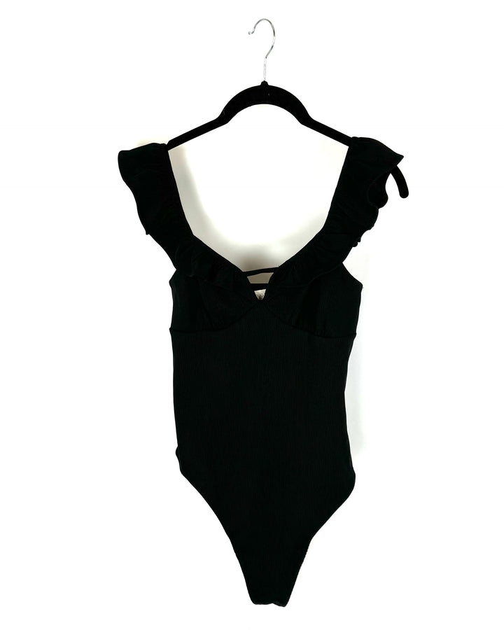 Black Ruffled Sleeveless BodySuit - Size 4/6