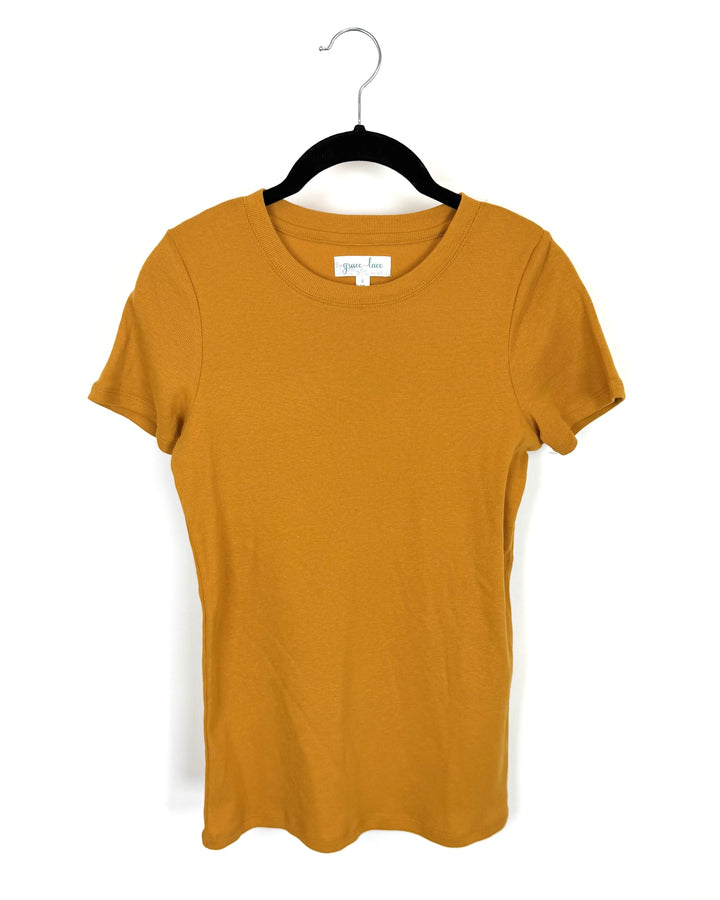 Ribbed Mustard T-Shirt - Size 4/6