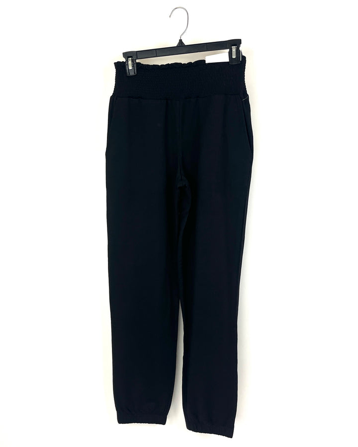 Black Smocked Waistband Joggers - Small