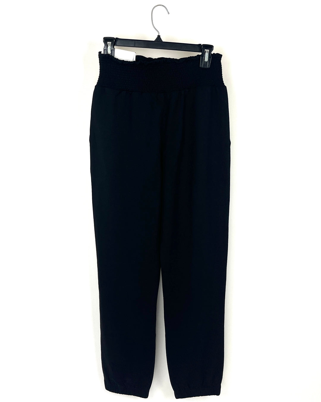 Black Smocked Waistband Joggers - Small