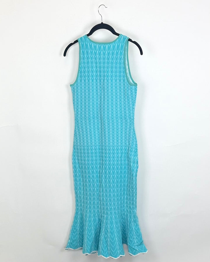 Aqua Knit Mermaid Midi Dress - Size 2/4