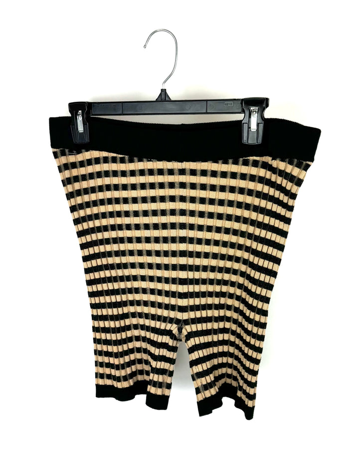 Beige and Black Knit Shorts - Size 10/12