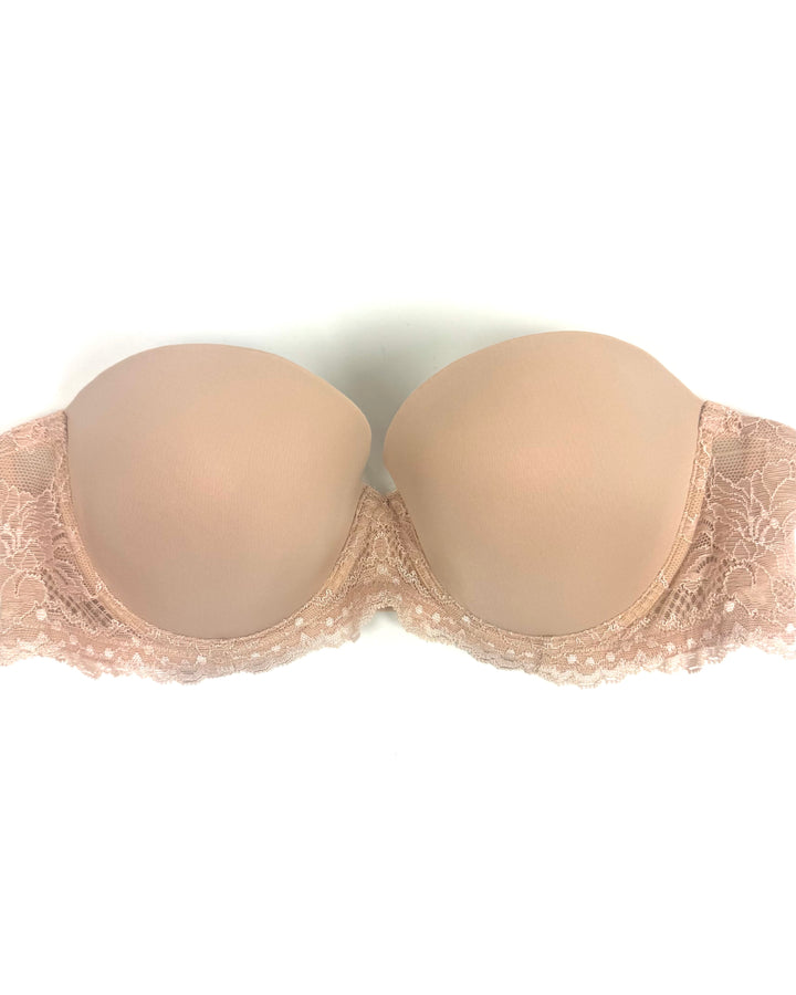 Nude Lace Strapless Bra - Size 34B