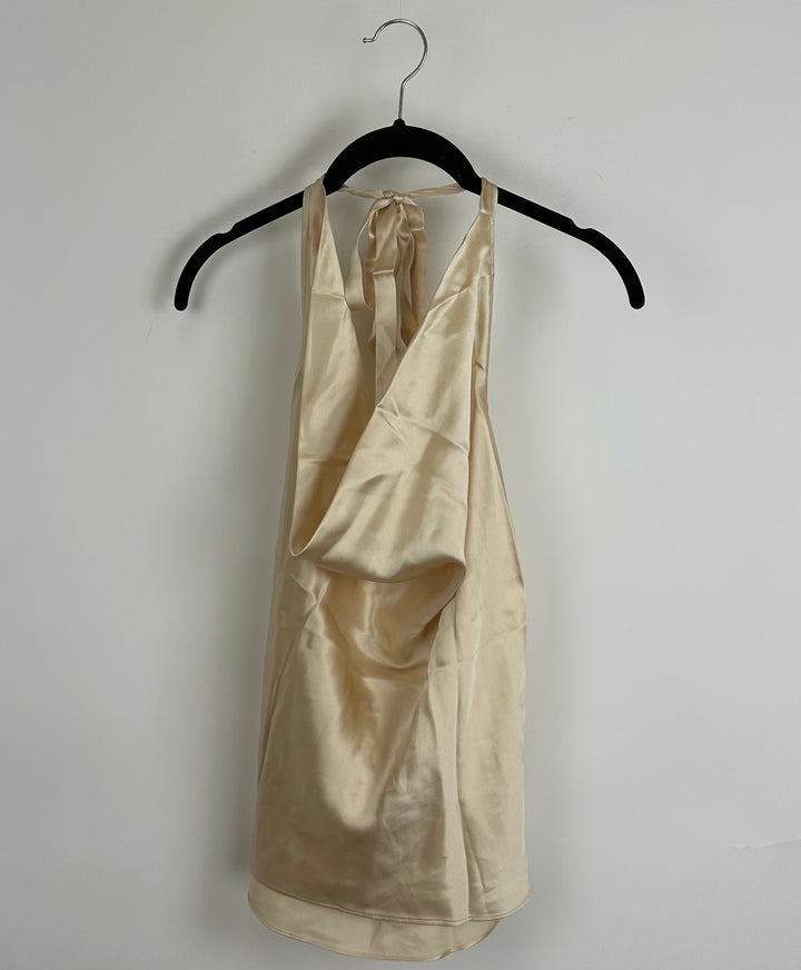 Cream Silk Halter Top - Size 0/2