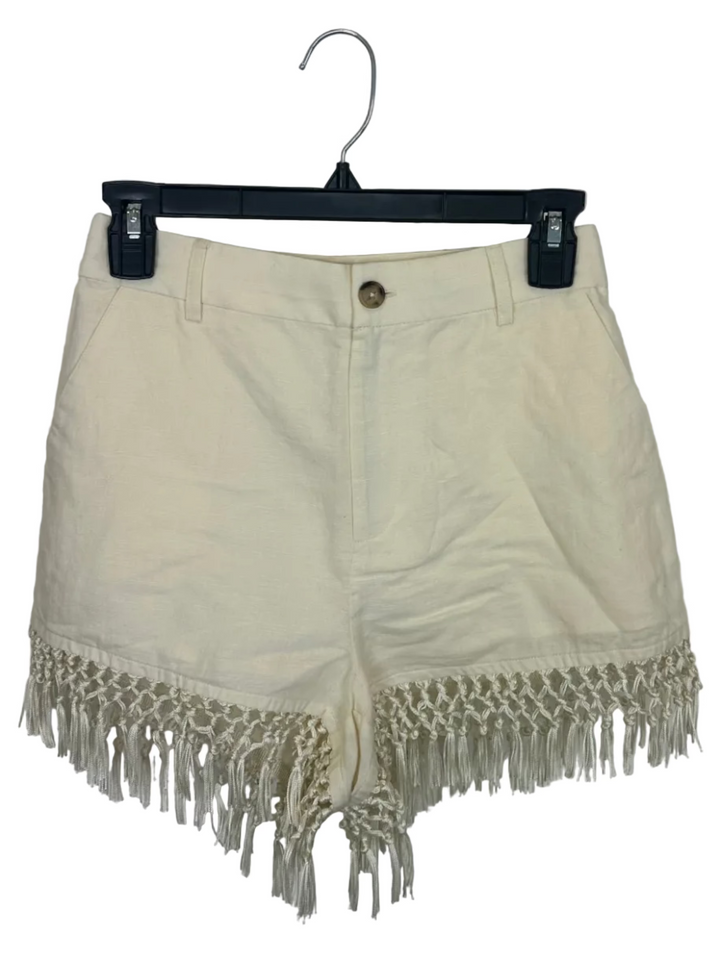 Ivory Fringe Shorts - Size 0