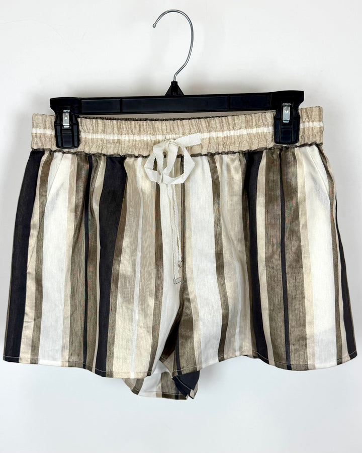 Cream & Taupe Stripe Shorts - Size 2/4