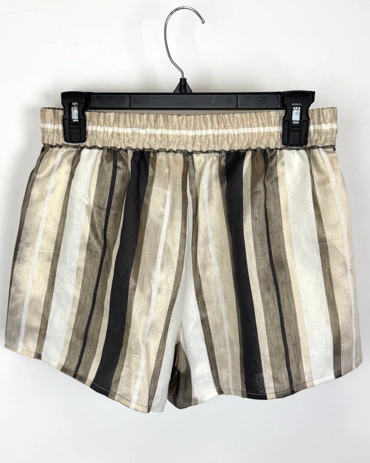 Cream & Taupe Stripe Shorts - Size 2/4