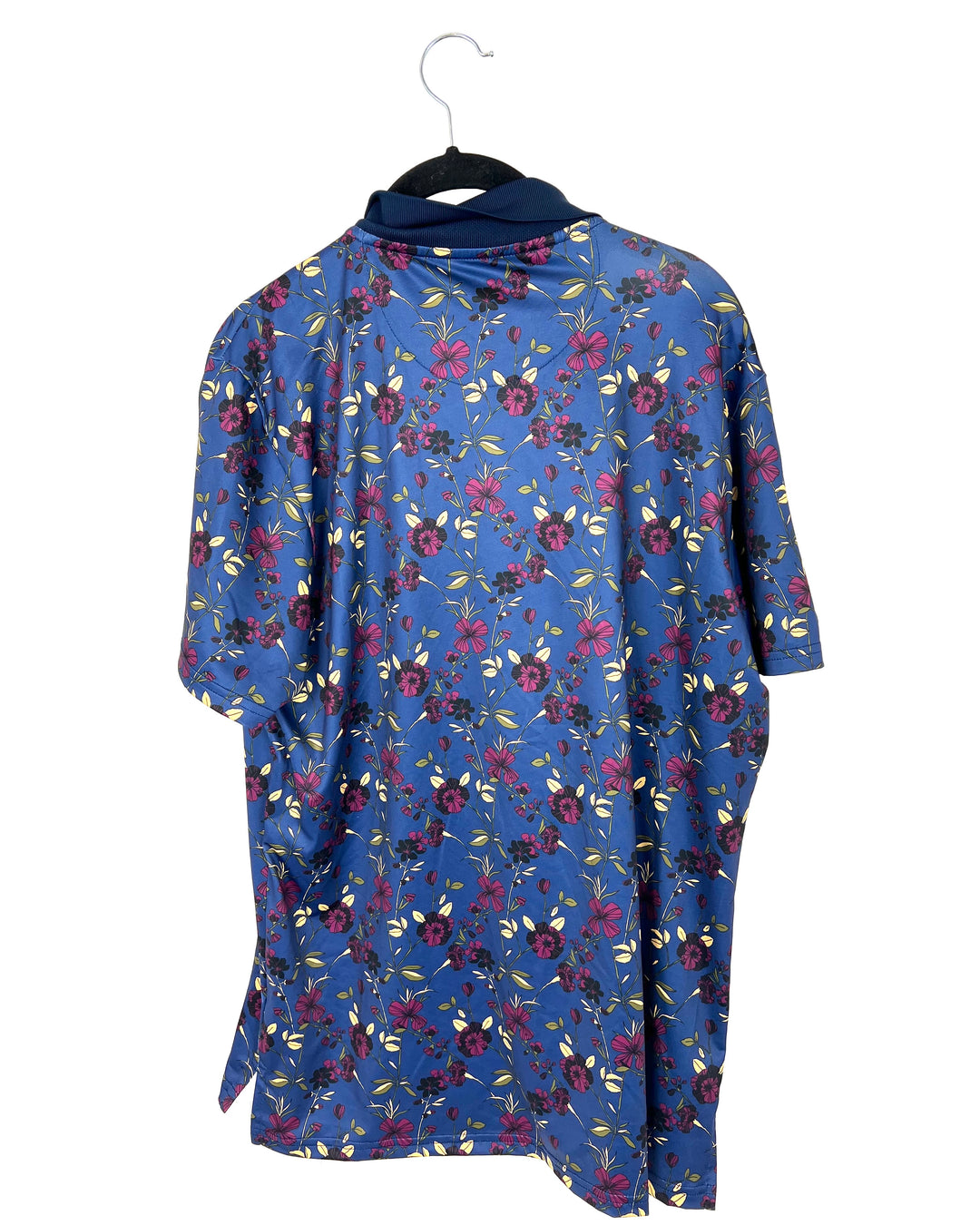 MENS Navy Floral Golf Shirt - Slim Medium