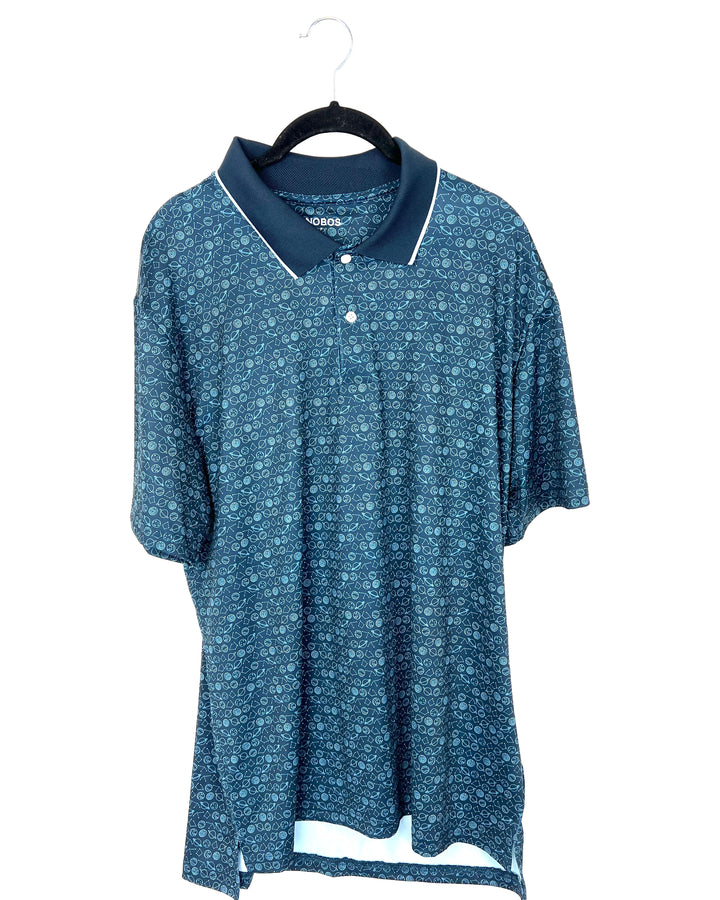 MENS Blue Galaxy Printed Golf Shirt  - Slim Medium and Slim Large