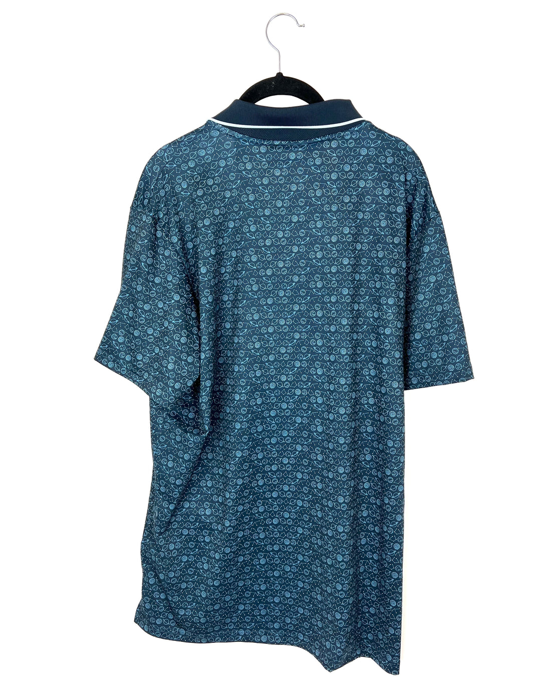 MENS Blue Galaxy Printed Golf Shirt  - Slim Medium and Slim Large