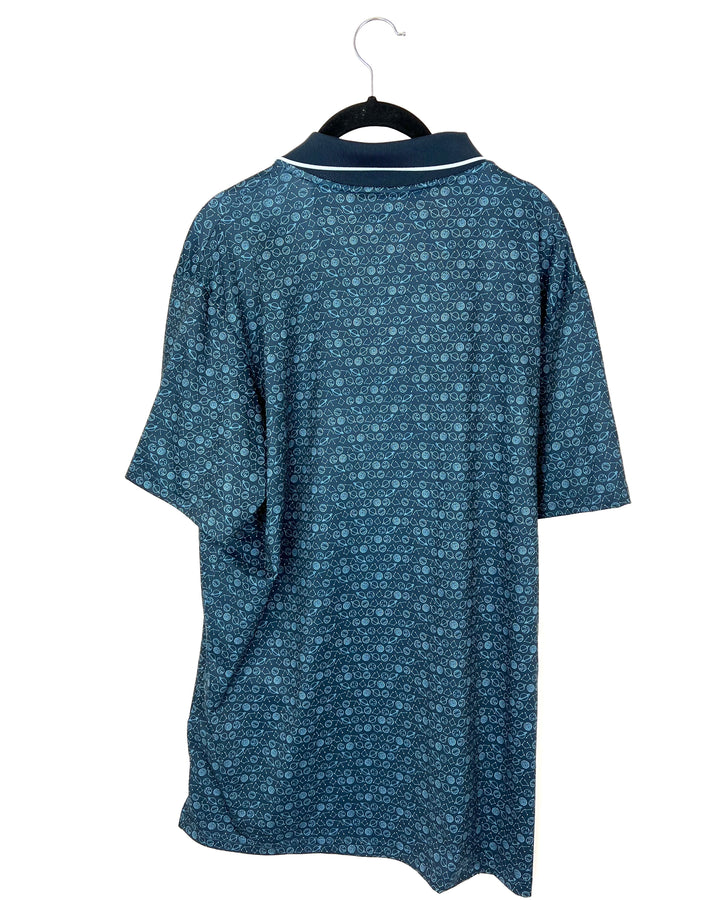 MENS Blue Galaxy Printed Golf Shirt  - Slim Medium and Slim Large
