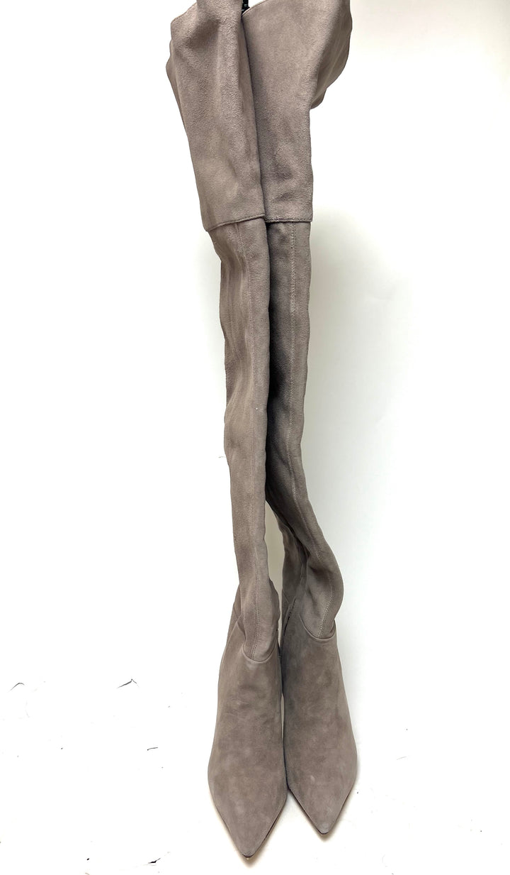 Grey Suede Thigh High Boots - Size 5
