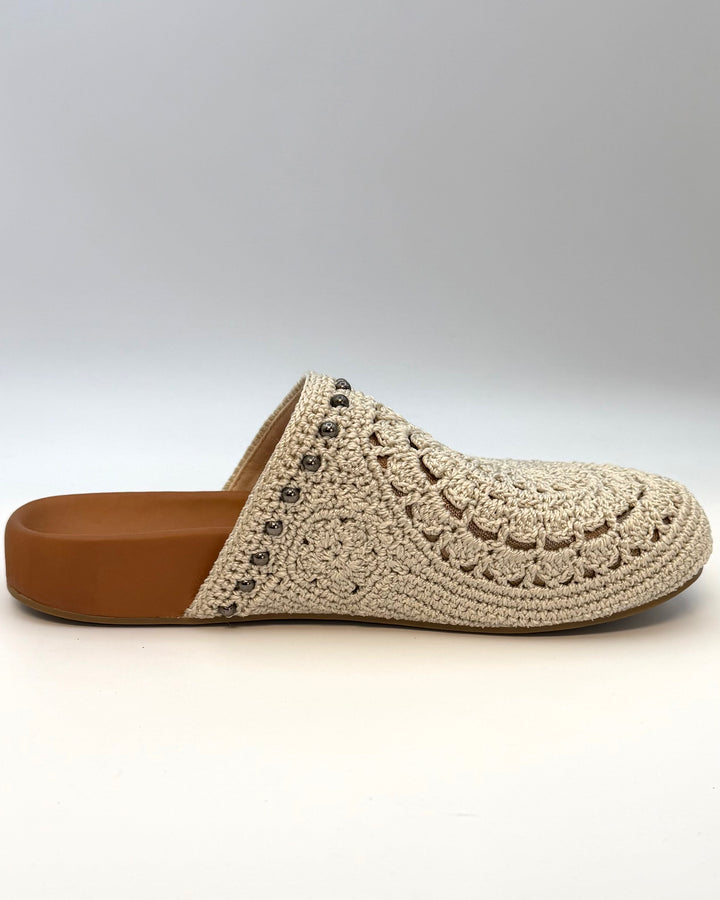 Ivory Crochet & Gold Clogs - Size 8 and 9