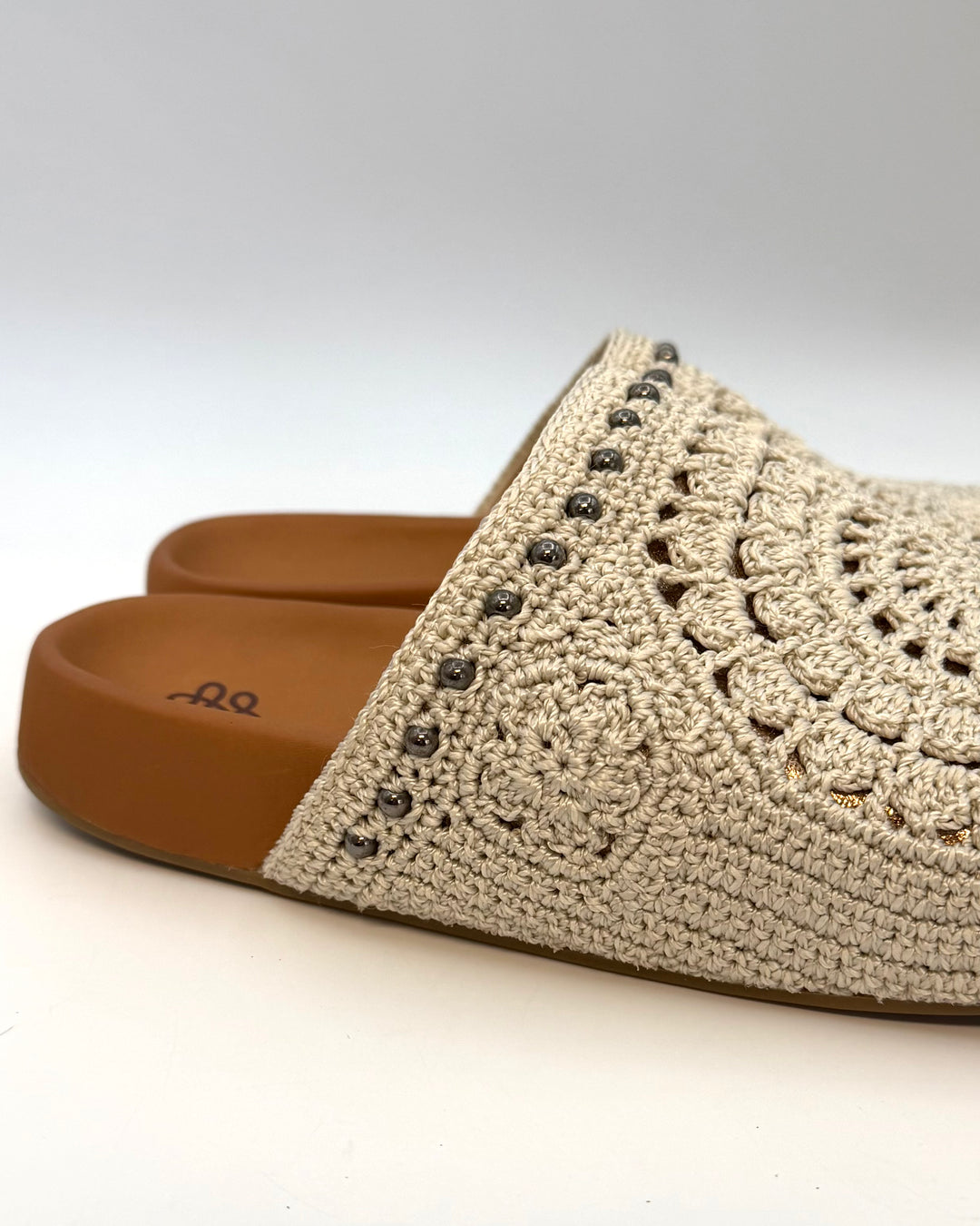 Ivory Crochet & Gold Clogs - Size 8 and 9