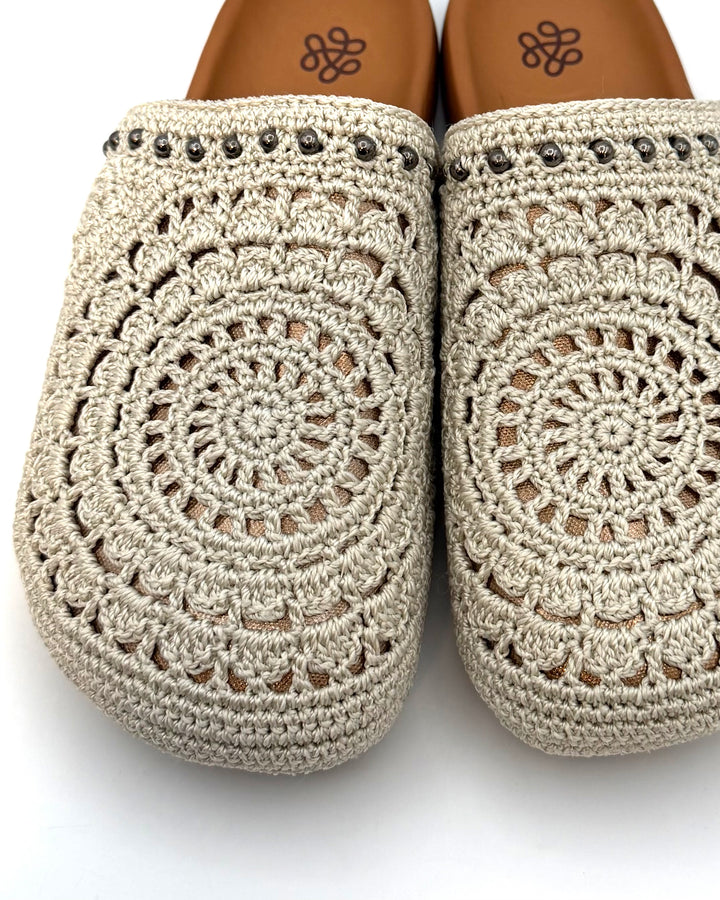 Ivory Crochet & Gold Clogs - Size 8 and 9
