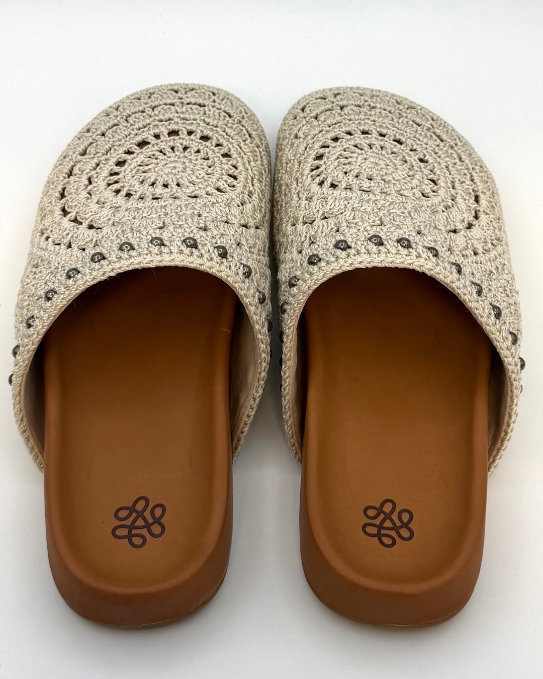 Ivory Crochet & Gold Clogs - Size 8 and 9