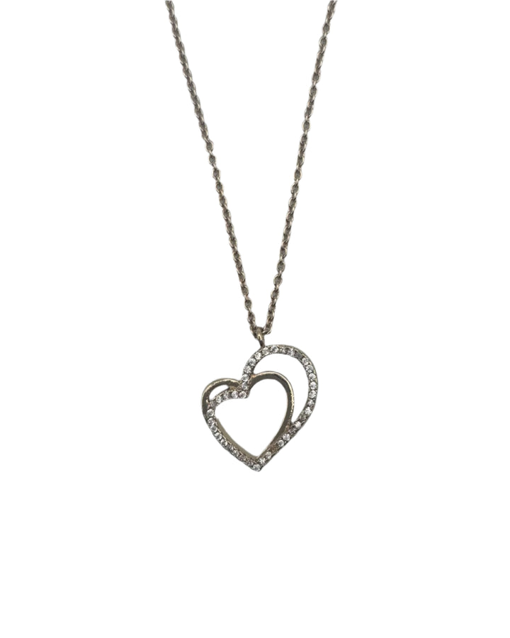 Silver And Gold Layered Heart Necklace