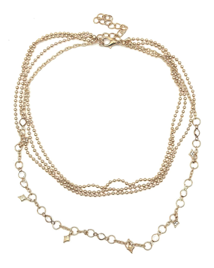 Gold Beaded Layered Necklace