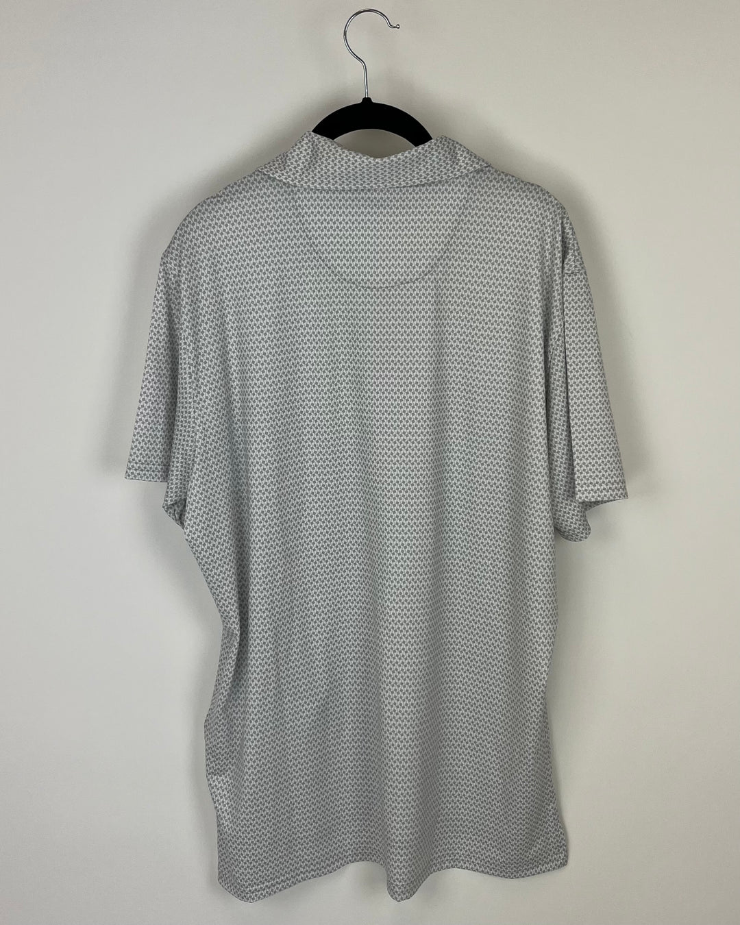 MENS Grey and White Box Pattern Golf Shirt - Slim Fit Large