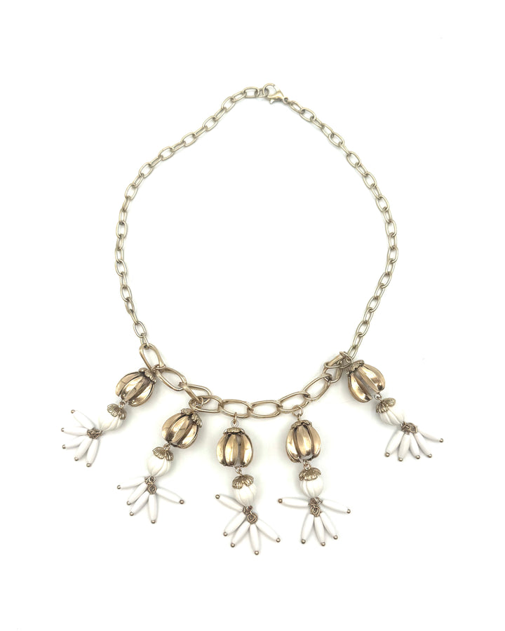 Gold And White Statement Necklace