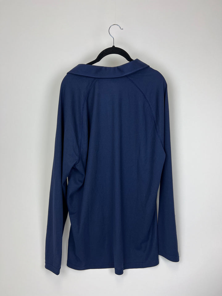 MENS Blue Zip Up Golf Shirt - Medium