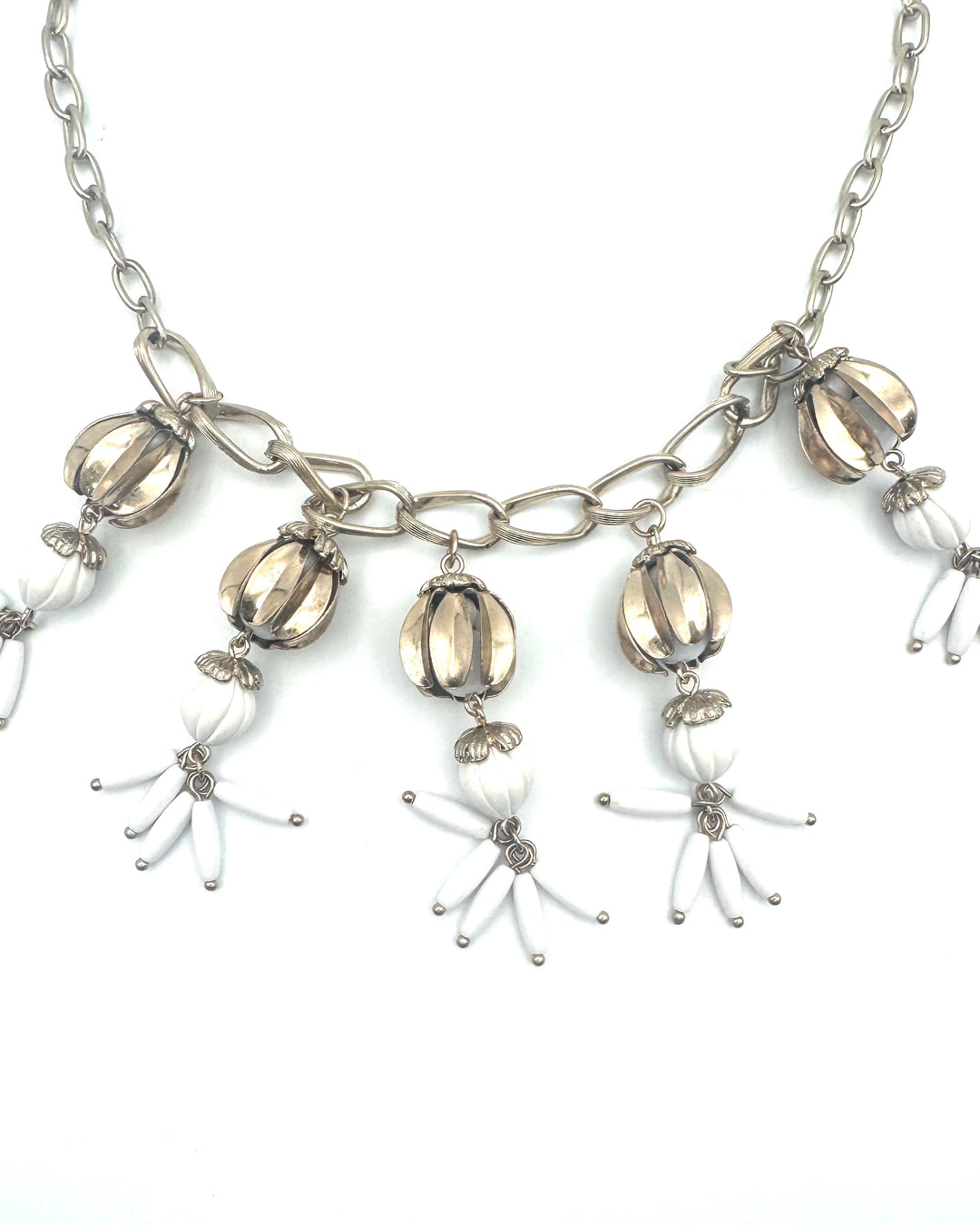 Gold And White Statement Necklace