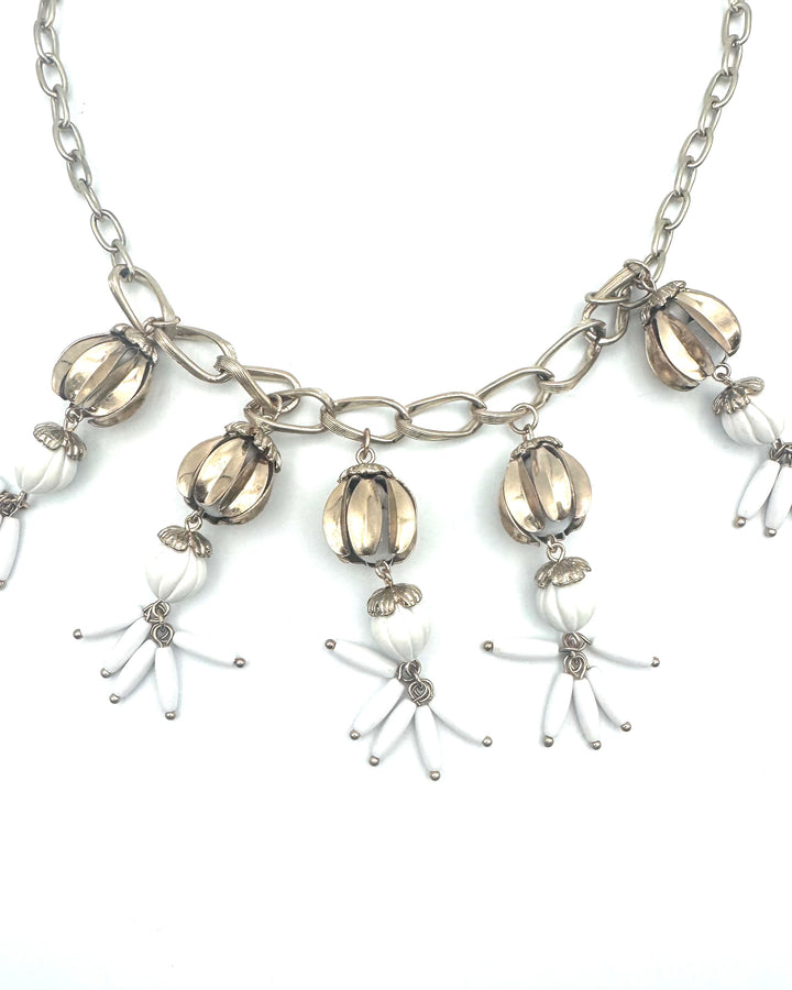 Gold And White Statement Necklace