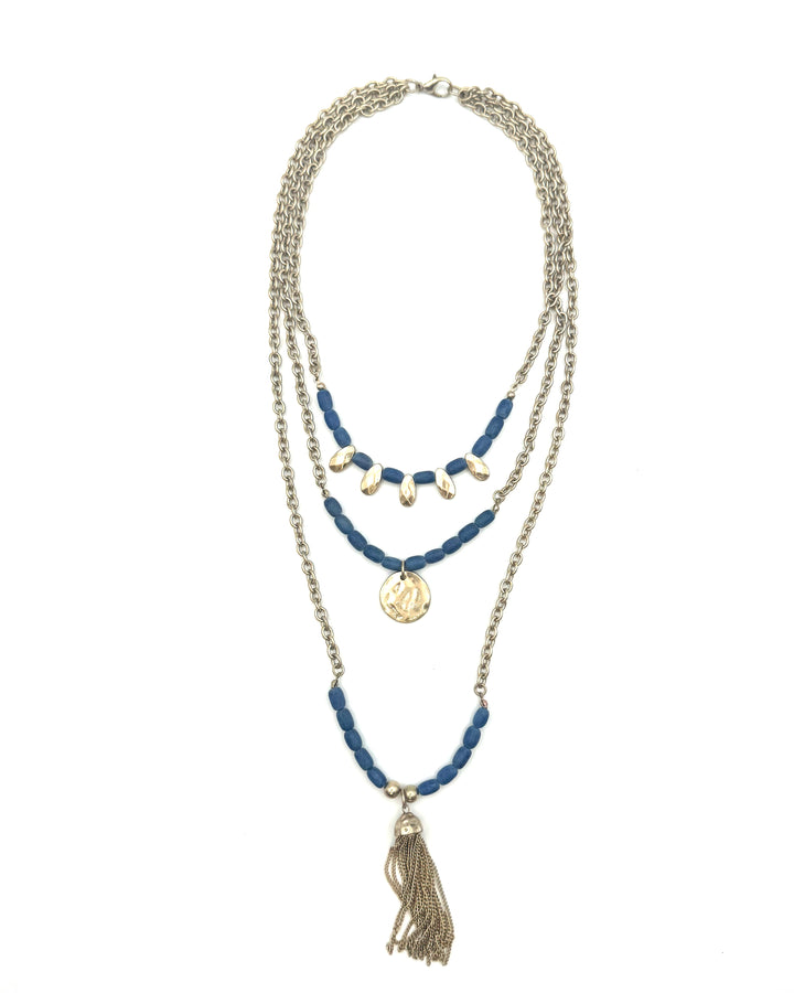Blue And Gold Layered Necklace