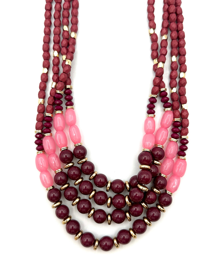 Magenta and Pink Beaded Necklace