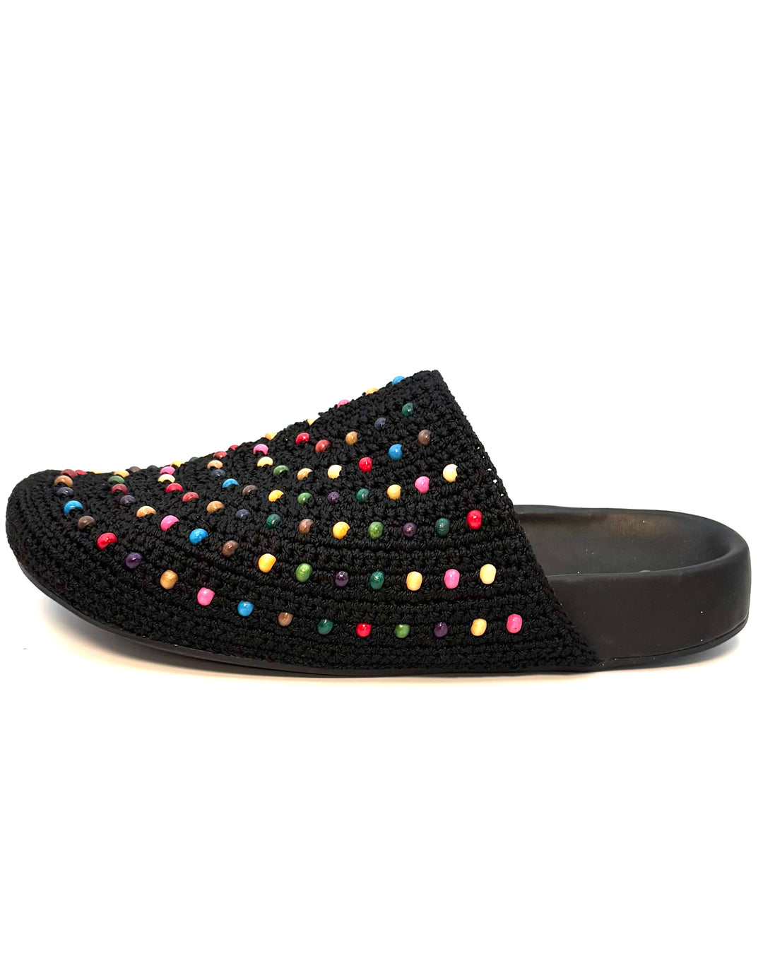 Black Crochet Colorful Bead Clogs - 7, 8, 9, 10 and 11