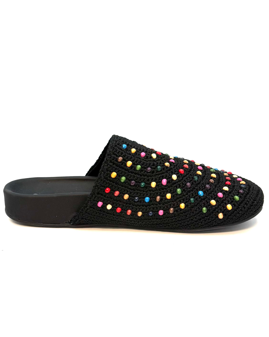 Black Crochet Colorful Bead Clogs - 7, 8, 9, 10 and 11