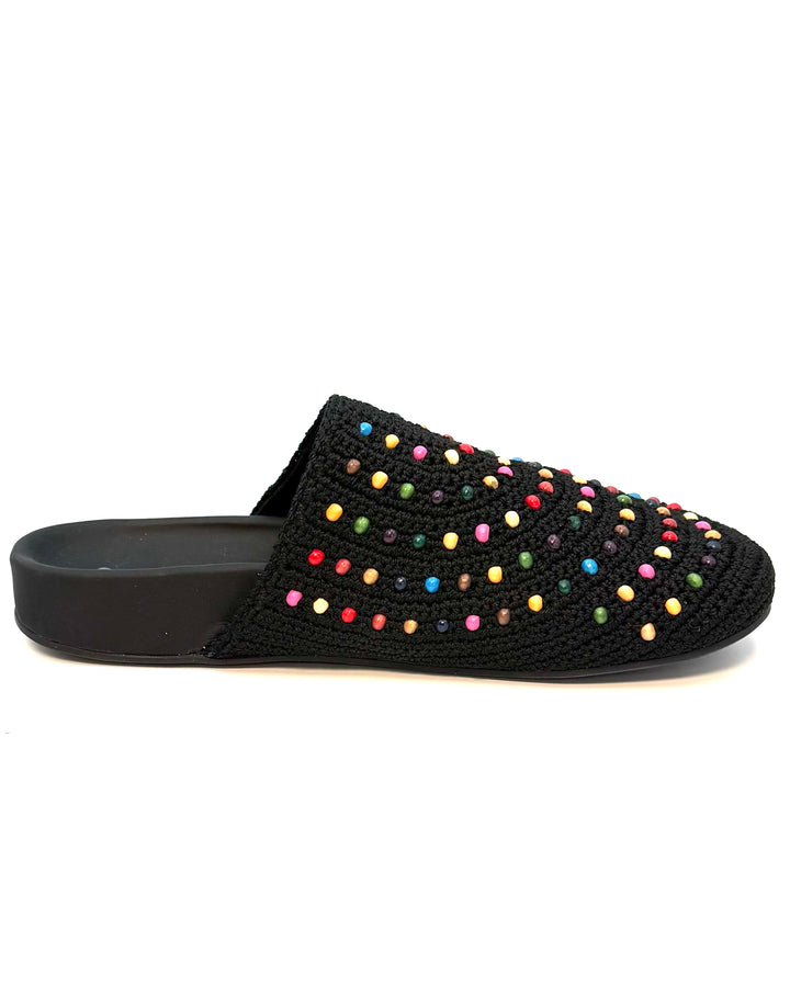 Black Crochet Colorful Bead Clogs - 7, 8, 9, 10 and 11