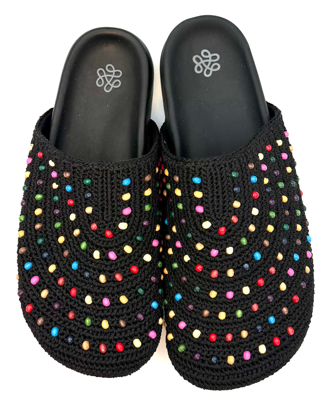 Black Crochet Colorful Bead Clogs - 7, 8, 9, 10 and 11