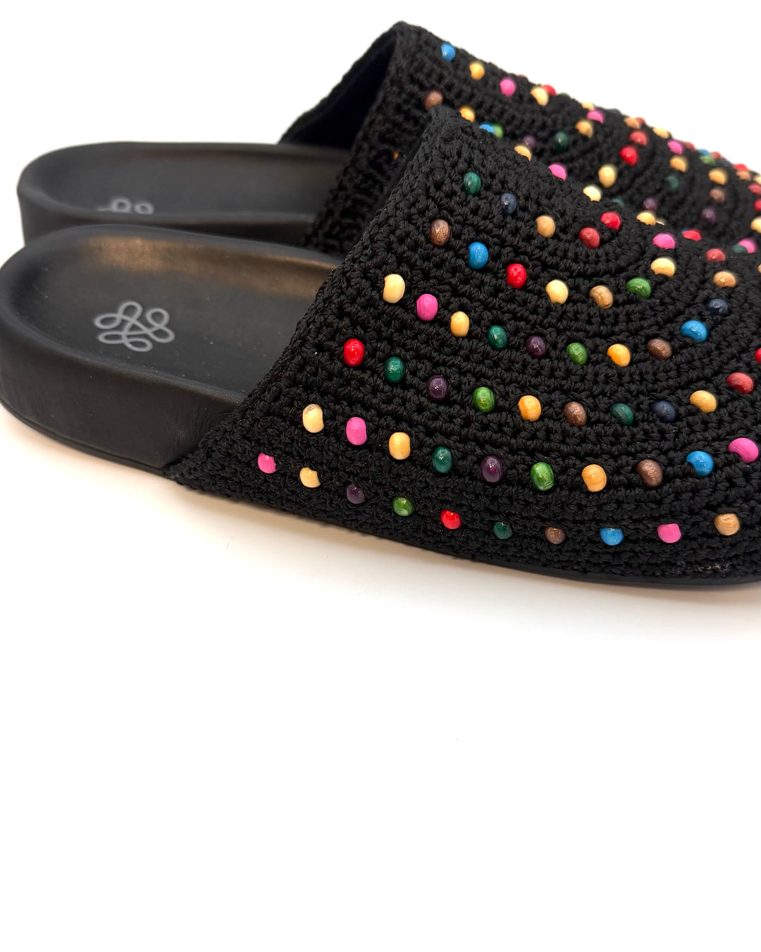 Black Crochet Colorful Bead Clogs - 7, 8, 9, 10 and 11