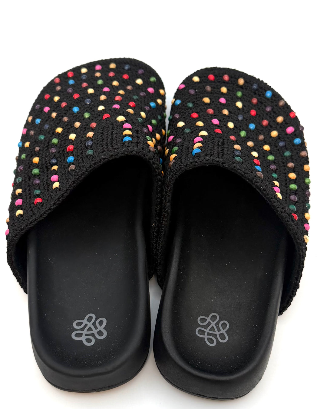 Black Crochet Colorful Bead Clogs - 7, 8, 9, 10 and 11