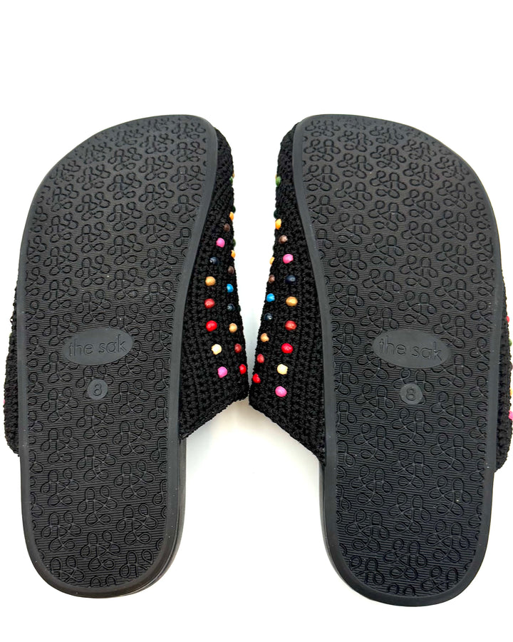 Black Crochet Colorful Bead Clogs - 7, 8, 9, 10 and 11