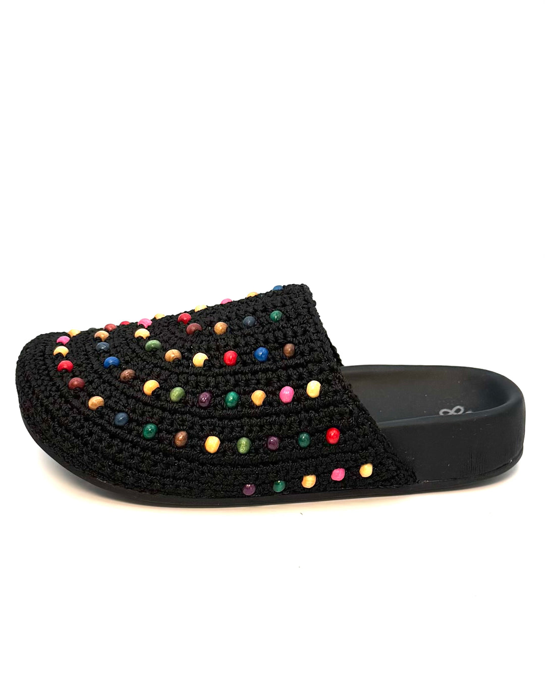 KIDS Black Crochet Colorful Bead Clogs - 1Y