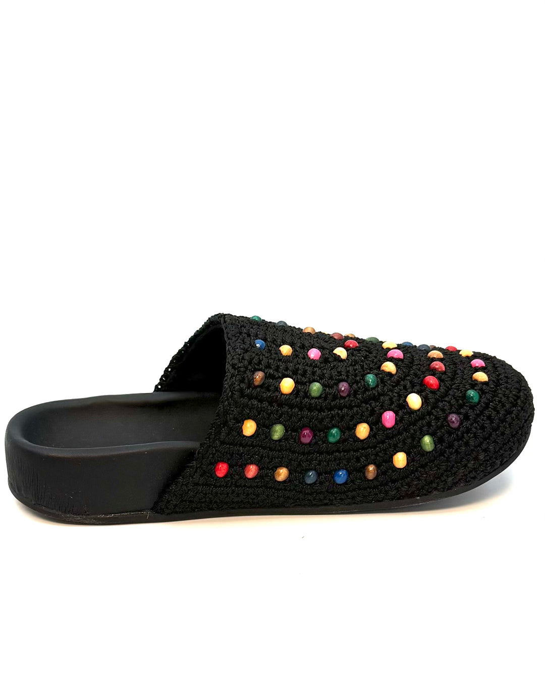 KIDS Black Crochet Colorful Bead Clogs - 1Y