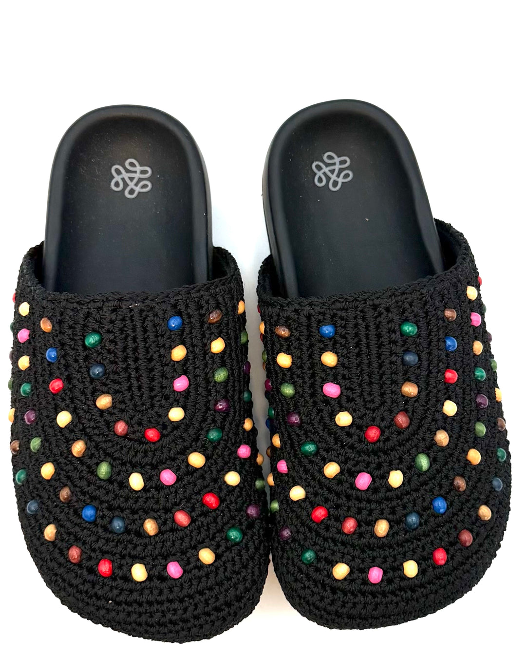 KIDS Black Crochet Colorful Bead Clogs - 1Y