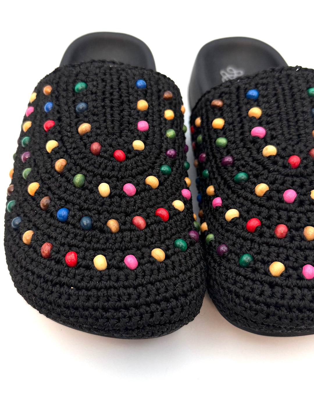 KIDS Black Crochet Colorful Bead Clogs - 1Y