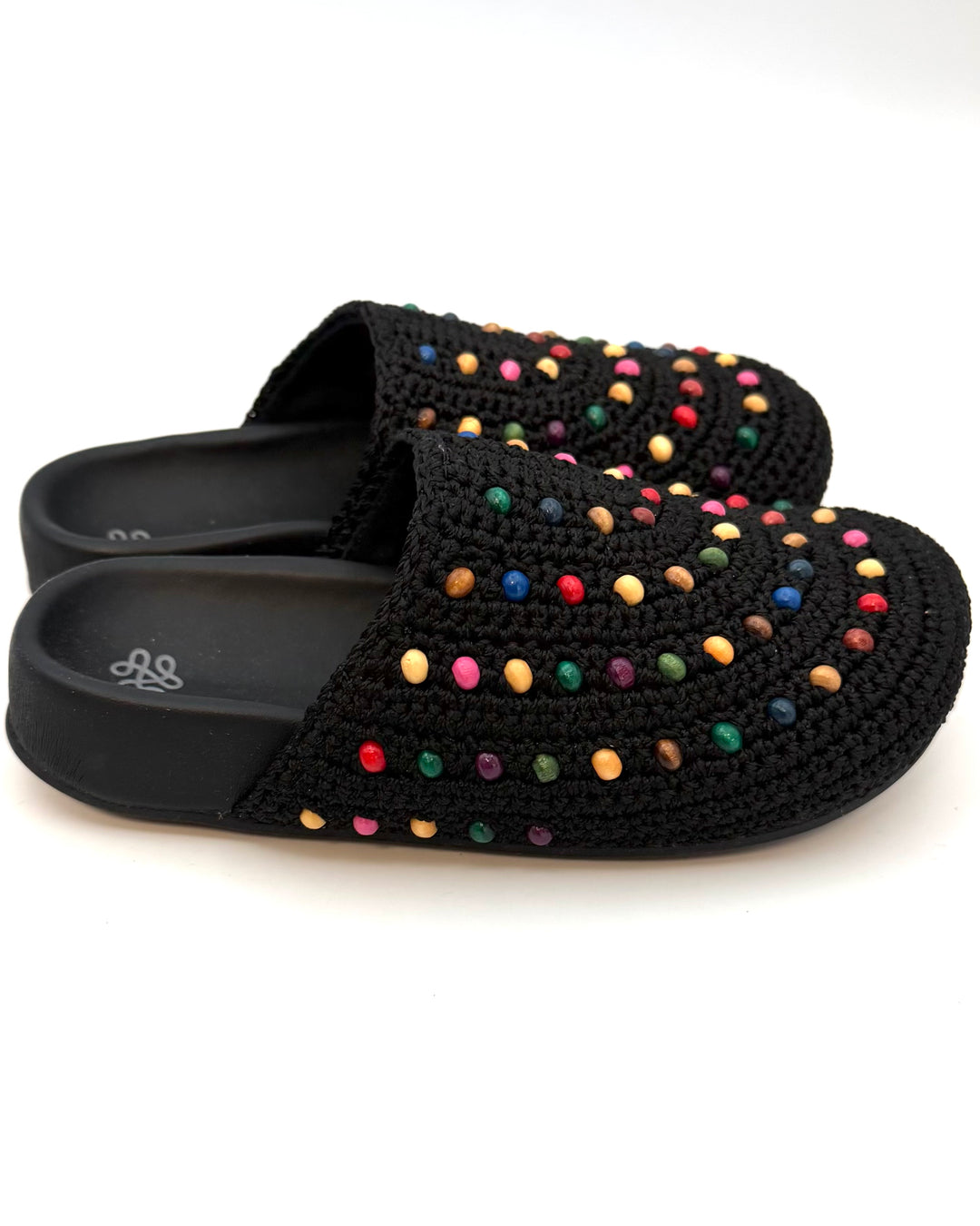 KIDS Black Crochet Colorful Bead Clogs - 1Y