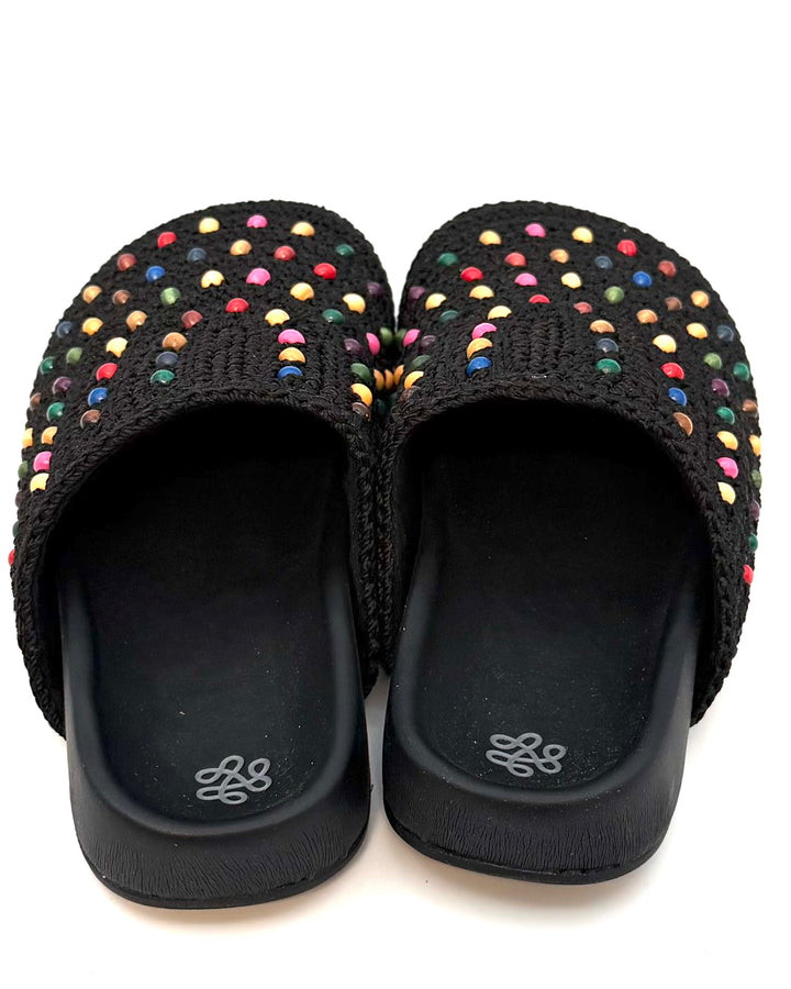 KIDS Black Crochet Colorful Bead Clogs - 1Y