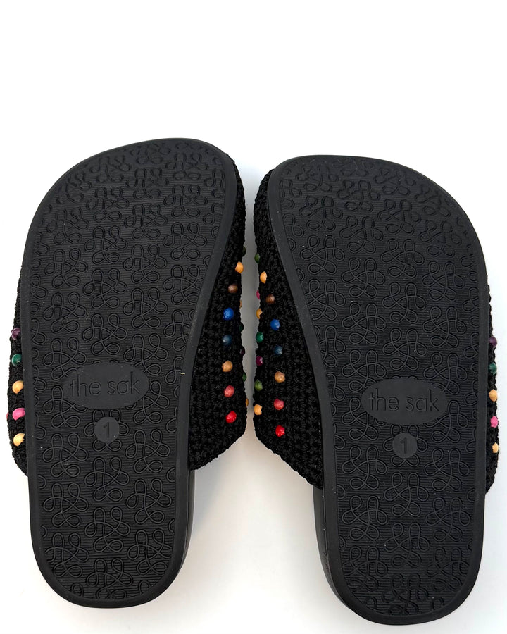 KIDS Black Crochet Colorful Bead Clogs - 1Y