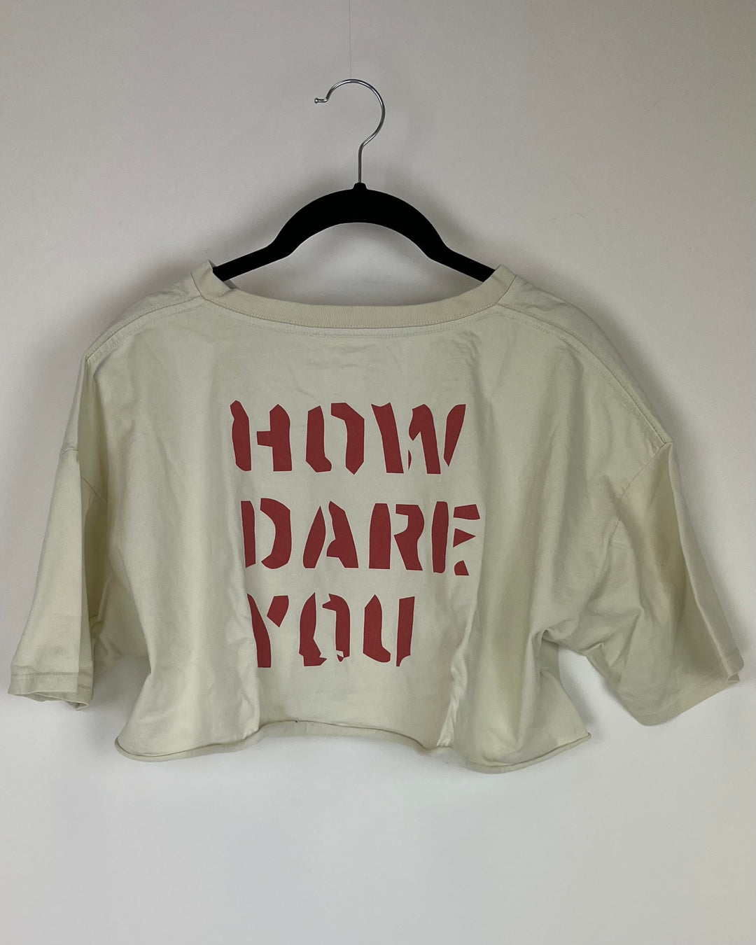 Cream "How Dare You" Ultra Crop Top - Size 4/6, 6/8 and 8/10